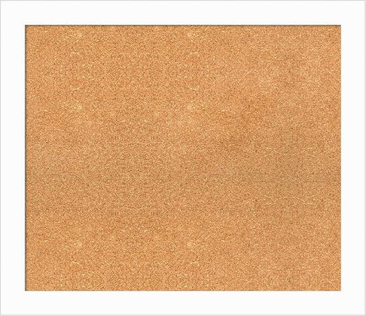 Amanti Art Natural Cork Board for Wall, 25x29 Vision Board with White Frame, Medium Corkboard Office Decor for Home Organization, Casual Corkboard Pinboard to Display Items for Home Organization in