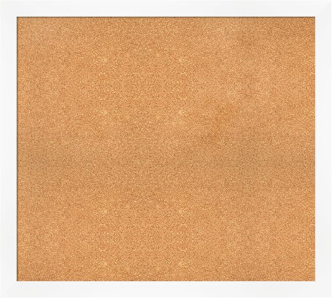 Amanti Art Natural Cork Board for Wall, 35x39 Vision Board with White Frame, X-Large Corkboard Office Decor for Home Organization, Modern Corkboard Pinboard to Display Items for Home Organization in