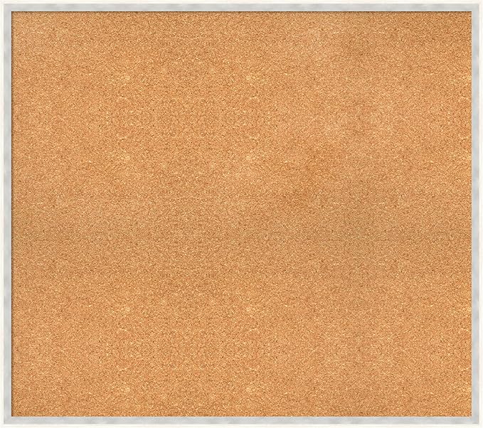 Amanti Art Natural Cork Board for Wall, 31x35 Vision Board with White Frame, Large Corkboard Office Decor for Home Organization, Modern Corkboard Pinboard to Display Items for Home Organization in