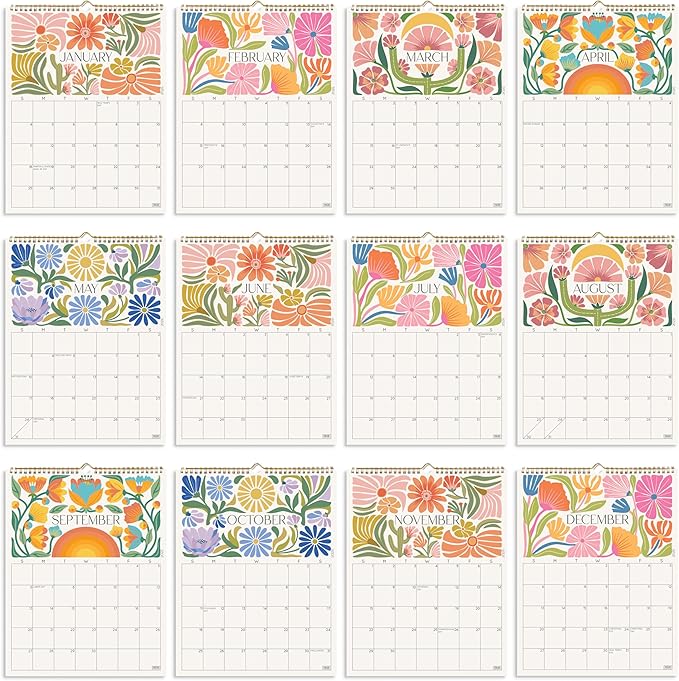 S&O Desert Garden Wall Calendar from July 2025-Dec 2026 - Tear-Off Monthly Calendar - 18 Month Academic Wall Planner - Hanging Organizer to Track Anniversaries & Appointments - 13.5"x10.5”in