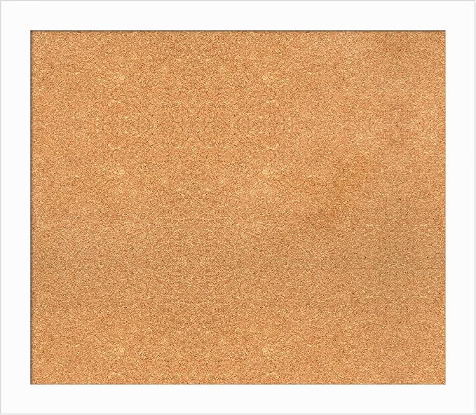 Amanti Art Natural Cork Board for Wall, 27x31 Vision Board with White Frame, Large Corkboard Office Decor for Home Organization, Casual Corkboard Pinboard to Display Items for Home Organization in