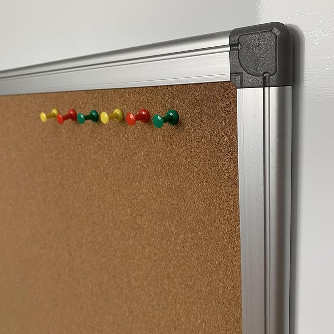 BIBOC 24 x 36 inches Cork Board, Bulletin Board,Felt Board, Pin Board, Notice Board, Memo Board for Homes or Offices, 24 X 36 Inches, Silver Aluminium Frame