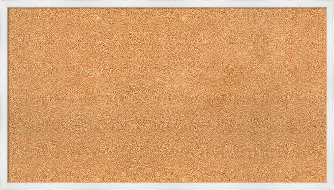 Amanti Art Natural Cork Board for Wall, 21x37 Vision Board with White Frame, Large Corkboard Office Decor for Home Organization, Country Rustic Corkboard Pinboard to Display Items for Home
