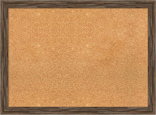Amanti Art Natural Cork Board for Wall, 23x31 Vision Board with Brown Wood Frame, Medium Corkboard Office Decor for Home Organization, Rustic Farmhouse Corkboard Pinboard to display items for home