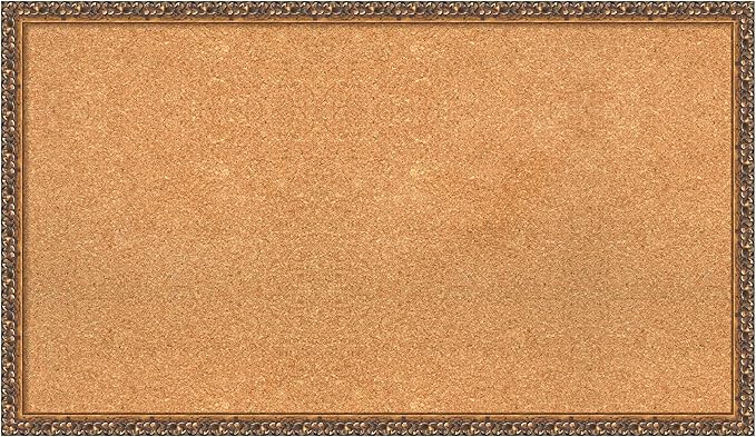 Amanti Art Natural Cork Board for Wall, 22x38 Vision Board with Bronze Frame, Large Corkboard Office Decor for Home Organization, Traditional Corkboard Pinboard to Display Items for Home Organization