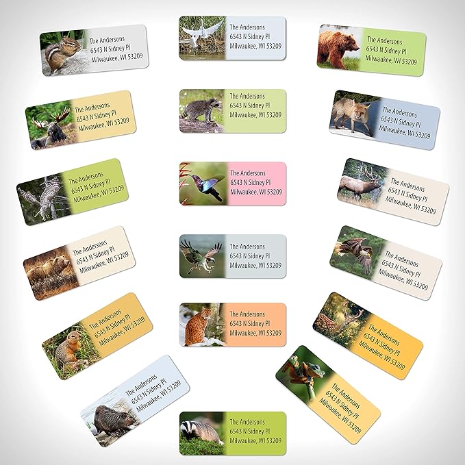 Customized Personalized Address Labels - Made in The USA by Kenco (250 Labels, Forest Wildlife)