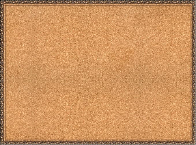 Amanti Art Natural Cork Board for Wall, 34x46 Vision Board with Bronze Frame, Oversize Corkboard Office Decor for Home Organization, Traditional Corkboard Pinboard to Display Items for Home