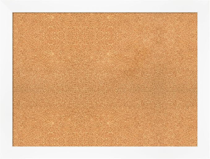 Amanti Art Natural Cork Board for Wall, 25x33 Vision Board with White Frame, Large Corkboard Office Decor for Home Organization, Modern Corkboard Pinboard to Display Items for Home Organization in