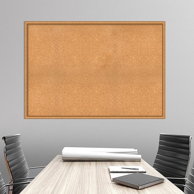 Amanti Art Natural Cork Board for Wall, 36x52 Vision Board with Bronze Frame, Oversize Corkboard Office Decor for Home Organization, Casual Corkboard Pinboard to Display Items for Home Organization
