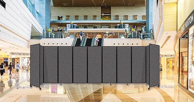 Versare Room Divider 360 Portable Wall Partition | Folding Panels | Large Freestanding Divider | Locking Wheels | Temporary Room Separator