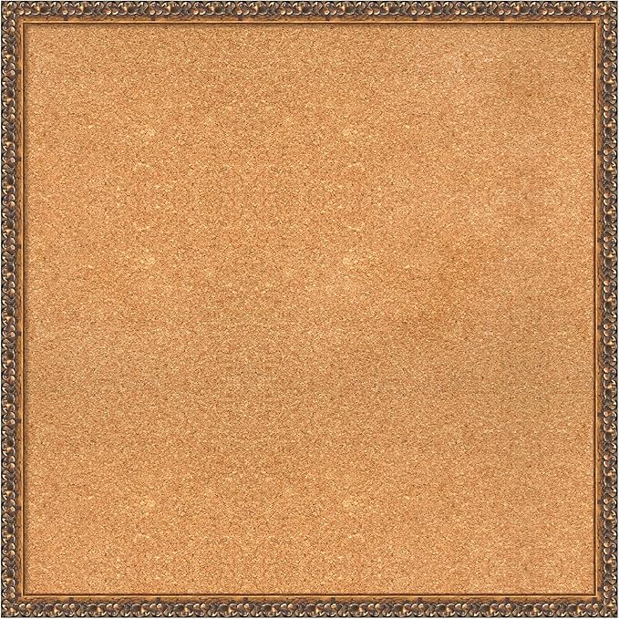Amanti Art Natural Cork Board for Wall, 30x30 Vision Board with Bronze Frame, Large Corkboard Office Decor for Home Organization, Traditional Corkboard Pinboard to Display Items for Home Organization