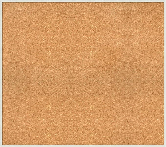 Amanti Art Natural Cork Board for Wall, 33x37 Vision Board with White Frame, X-Large Corkboard Office Decor for Home Organization, Modern Corkboard Pinboard to Display Items for Home Organization in
