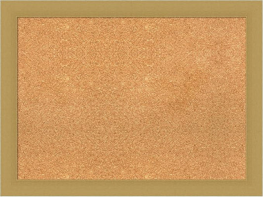 Amanti Art Natural Cork Board for Wall, 24x32 Vision Board with Gold Frame, Medium Corkboard Office Decor for Home Organization, Casual Corkboard Pinboard to display items for home organization