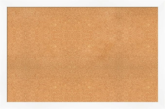 Amanti Art Natural Cork Board for Wall, 31x47 Vision Board with White Frame, Oversize Corkboard Office Decor for Home Organization, Modern Corkboard Pinboard to Display Items for Home Organization in
