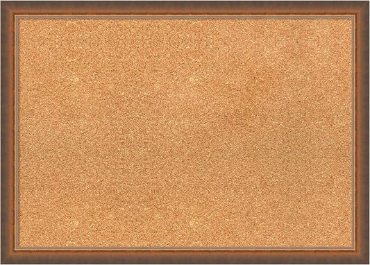 Amanti Art Natural Cork Board for Wall, 20x28 Vision Board with Bronze Frame, Medium Corkboard Office Decor for Home Organization, Modern Corkboard Pinboard to Display Items for Home Organization in