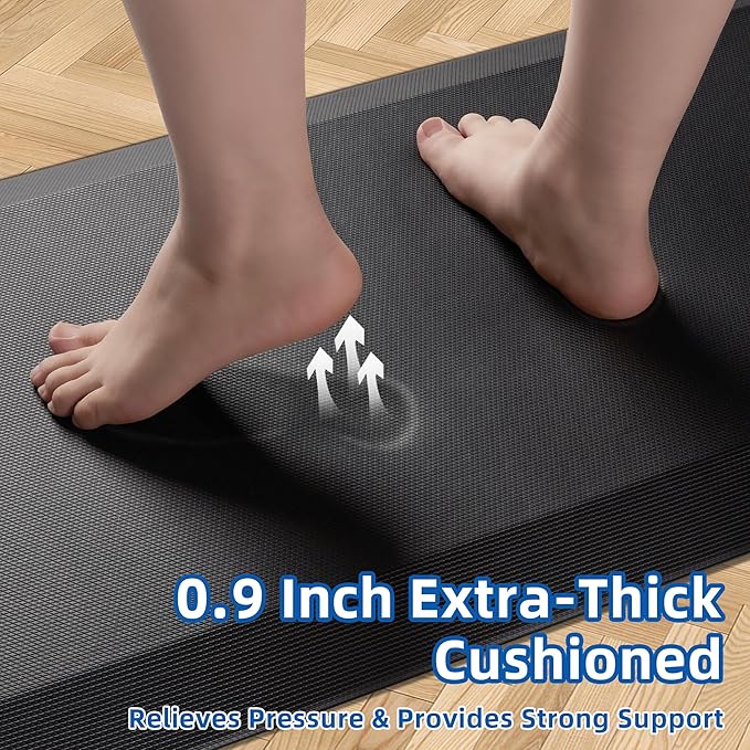 2 PCS Anti Fatigue Kitchen Mats for Floor, 9/10 Extra Thick Cushioned Standing Desk Mat, Comfort Memory Foam Ergonomic Kitchen Rugs and Mats Non-Slip Waterproof for Office, Kitchen, 20"x32"+20"x48"