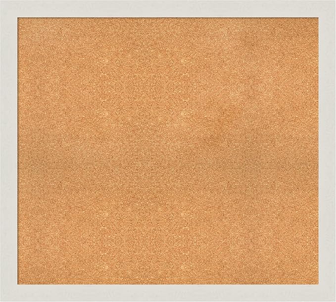 Amanti Art Natural Cork Board for Wall, 35x39 Vision Board with White Frame, X-Large Corkboard Office Decor for Home Organization, Country Rustic Corkboard Pinboard to Display Items for Home