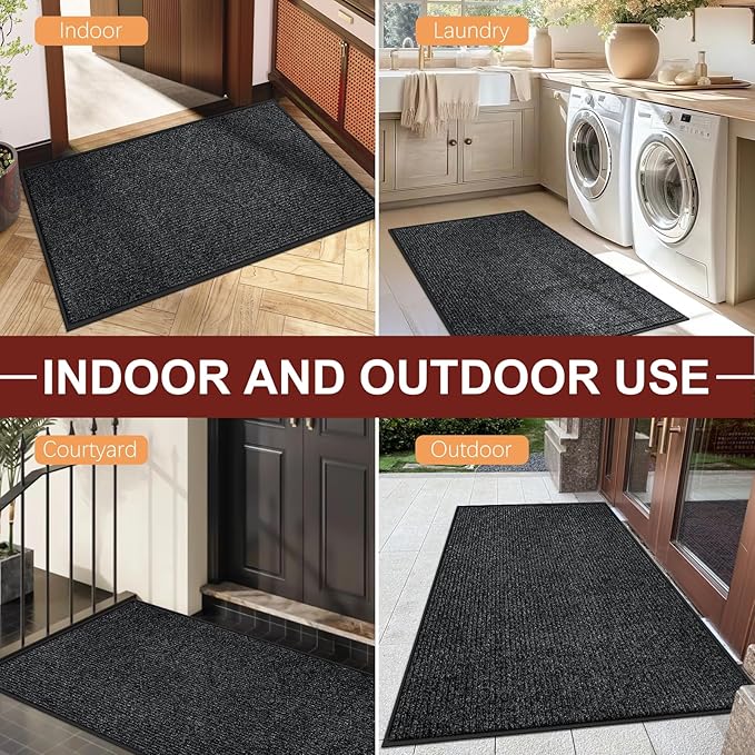 Vicwe Indoor Outdoor Door Mat, 3'x10' Heavy Duty Front Door Mat, Non-Slip Washable Doormats Entrance Mats, Dirt Resistant and Absorbent Doormat, Commercial Outdoor Entrance Floor Mat for Home Office