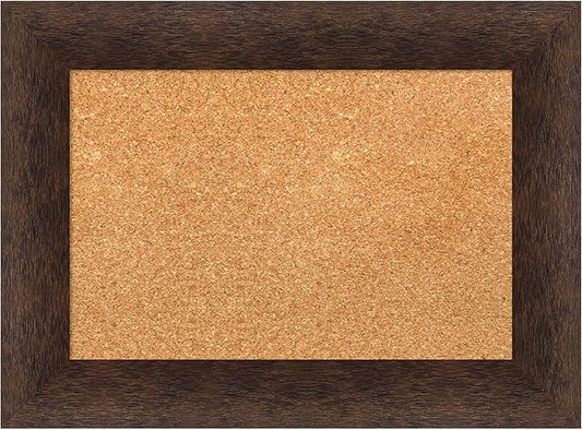 Amanti Art Natural Cork Board for Wall, 17x23 Vision Board with Brown Wood Frame, Small Corkboard Office Decor for Home Organization, Casual Corkboard Pinboard to Display Items for Home Organization