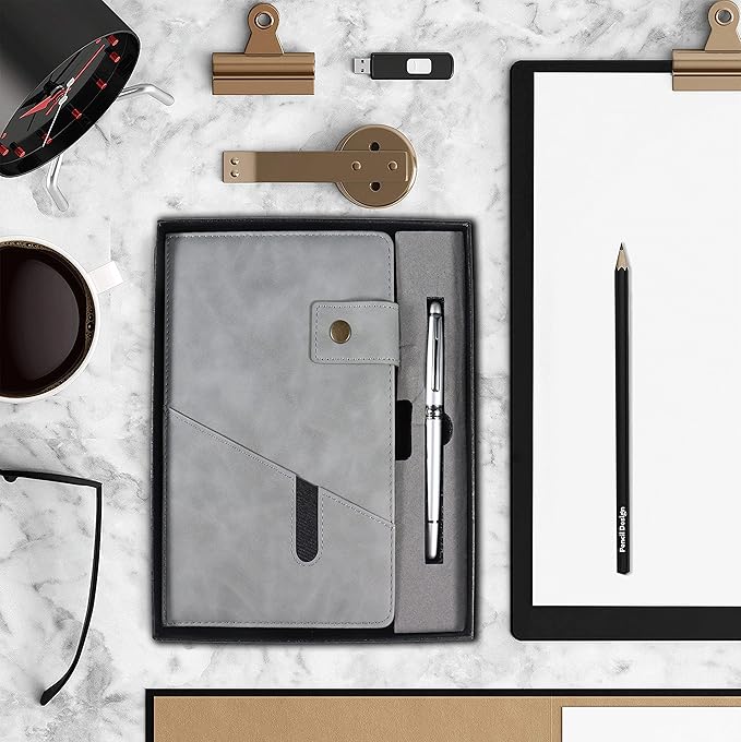 A5 Lined Leather Journal Notebook,Hardcover Journal Set with Pen and Gift Box,100Pages 100gsm Thick Ruled Paper Daily Diary for Men Women School,Travel,Business,Work,Writing 5.9" X 8.4"