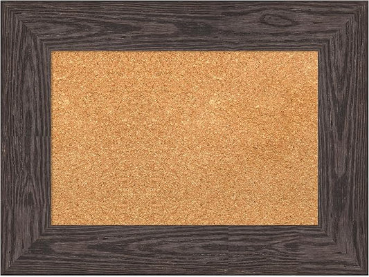 Amanti Art Natural Cork Board for Wall, 18x24 Vision Board with Black Wood Frame, Small Corkboard Office Decor for Home Organization, Country Rustic Corkboard Pinboard to Display Items for Home