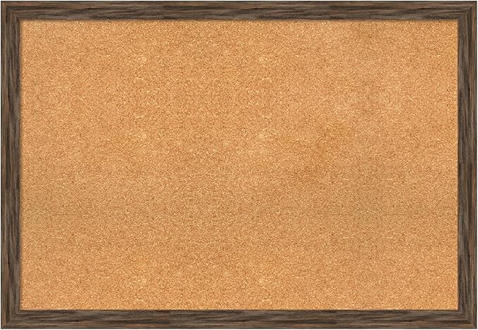 Amanti Art Natural Cork Board for Wall, 27x39 Vision Board with Brown Wood Frame, Large Corkboard Office Decor for Home Organization, Rustic Farmhouse Corkboard Pinboard to display items for home