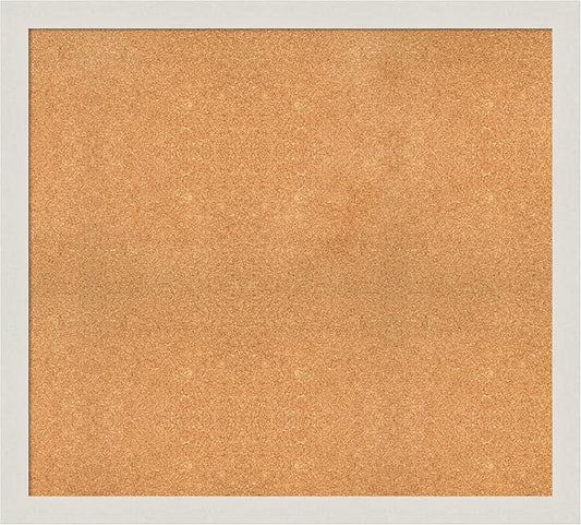 Amanti Art Natural Cork Board for Wall, 37x41 Vision Board with White Frame, Oversize Corkboard Office Decor for Home Organization, Country Rustic Corkboard Pinboard to Display Items for Home
