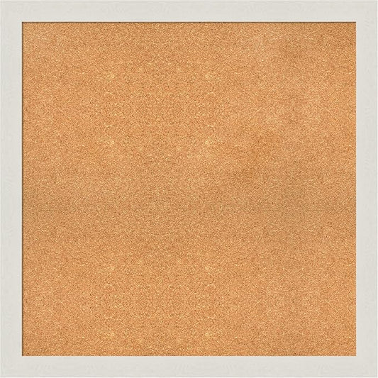 Amanti Art Natural Cork Board for Wall, 35x35 Vision Board with White Frame, Large Corkboard Office Decor for Home Organization, Country Rustic Corkboard Pinboard to Display Items for Home