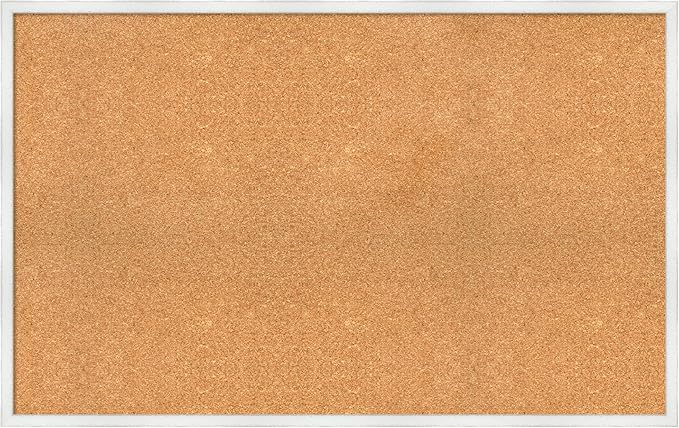 Amanti Art Natural Cork Board for Wall, 27x43 Vision Board with White Frame, Oversize Corkboard Office Decor for Home Organization, Country Rustic Corkboard Pinboard to Display Items for Home