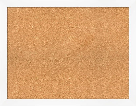 Amanti Art Natural Cork Board for Wall, 29x37 Vision Board with White Frame, Large Corkboard Office Decor for Home Organization, Modern Corkboard Pinboard to Display Items for Home Organization in