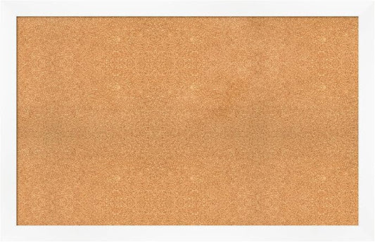 Amanti Art Natural Cork Board for Wall, 29x45 Vision Board with White Frame, Oversize Corkboard Office Decor for Home Organization, Modern Corkboard Pinboard to Display Items for Home Organization in