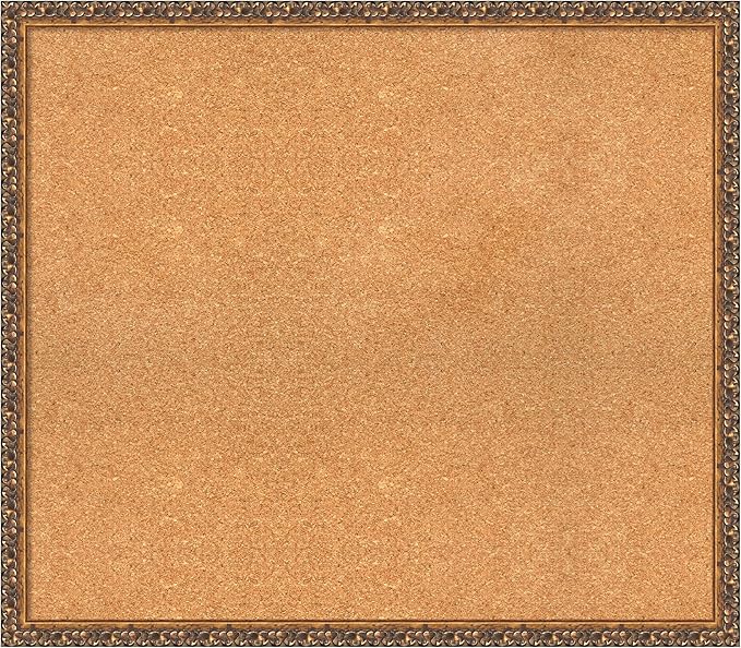 Amanti Art Natural Cork Board for Wall, 28x32 Vision Board with Bronze Frame, Large Corkboard Office Decor for Home Organization, Traditional Corkboard Pinboard to Display Items for Home Organization