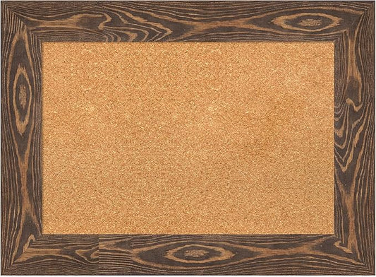 Amanti Art Natural Cork Board for Wall, 22x30 Vision Board with Brown Wood Frame, Medium Corkboard Office Decor for Home Organization, Country Rustic Corkboard Pinboard to Display Items for Home