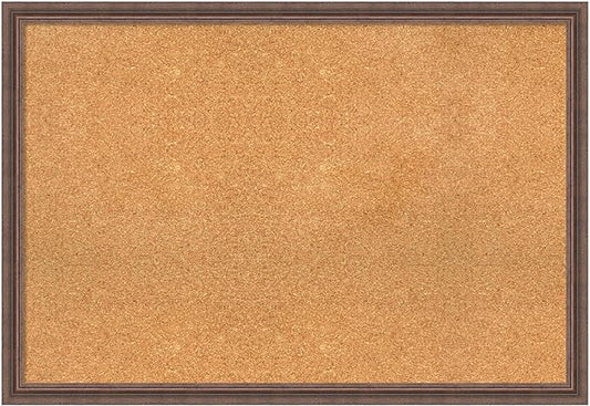 Amanti Art Natural Cork Board for Wall, 26x38 Vision Board with Brown Wood Frame, Large Corkboard Office Decor for Home Organization, Country Rustic Corkboard Pinboard to Display Items for Home