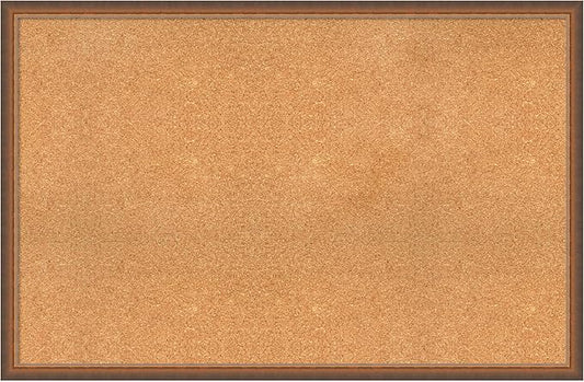 Amanti Art Natural Cork Board for Wall, 30x46 Vision Board with Bronze Frame, Oversize Corkboard Office Decor for Home Organization, Modern Corkboard Pinboard to Display Items for Home Organization