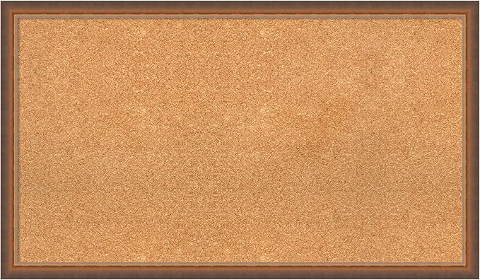 Amanti Art Natural Cork Board for Wall, 22x38 Vision Board with Bronze Frame, Large Corkboard Office Decor for Home Organization, Modern Corkboard Pinboard to Display Items for Home Organization in