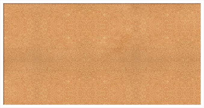 Amanti Art Natural Cork Board for Wall, 27x51 Vision Board with White Frame, Oversize Corkboard Office Decor for Home Organization, Modern Corkboard Pinboard to Display Items for Home Organization in