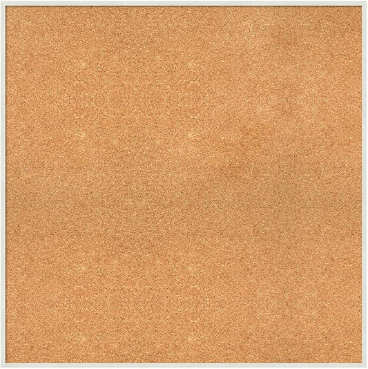 Amanti Art Natural Cork Board for Wall, 31x31 Vision Board with White Frame, Large Corkboard Office Decor for Home Organization, Modern Corkboard Pinboard to Display Items for Home Organization in