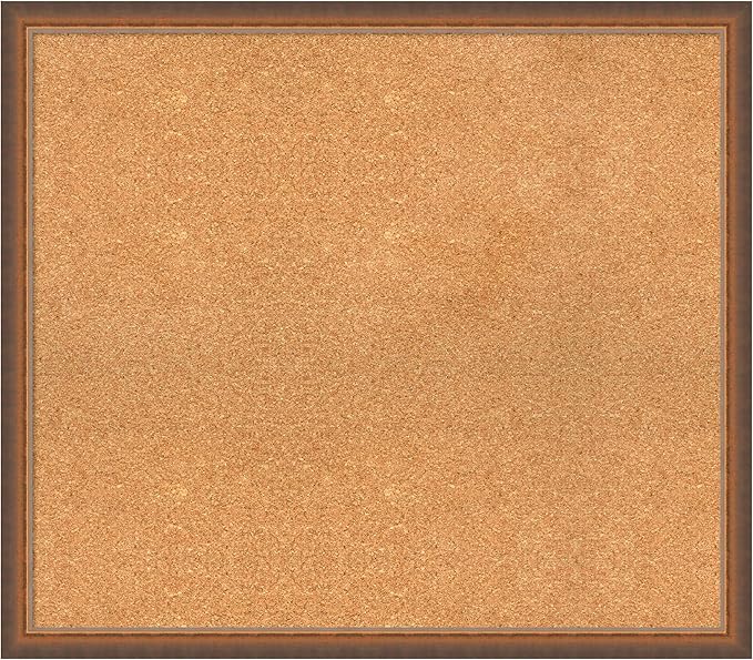 Amanti Art Natural Cork Board for Wall, 28x32 Vision Board with Bronze Frame, Large Corkboard Office Decor for Home Organization, Modern Corkboard Pinboard to Display Items for Home Organization in