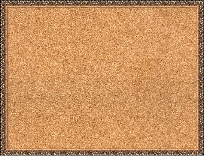 Amanti Art Natural Cork Board for Wall, 26x34 Vision Board with Bronze Frame, Large Corkboard Office Decor for Home Organization, Traditional Corkboard Pinboard to Display Items for Home Organization