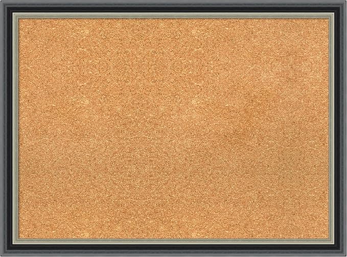 Amanti Art Natural Cork Board for Wall, 23x31 Vision Board with Black Wood Frame, Medium Corkboard Office Decor for Home Organization, Modern Contemporary Corkboard Pinboard to display items for home