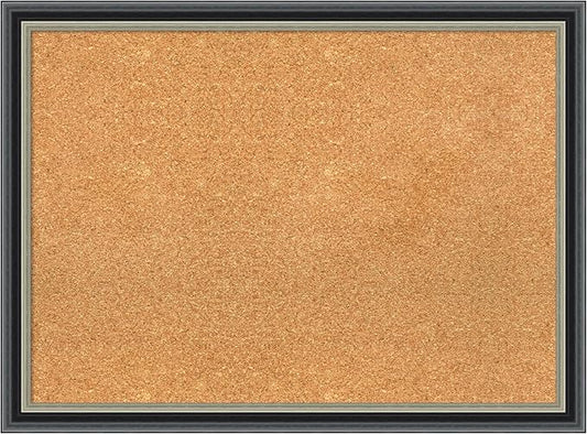 Amanti Art Natural Cork Board for Wall, 23x31 Vision Board with Black Wood Frame, Medium Corkboard Office Decor for Home Organization, Modern Contemporary Corkboard Pinboard to display items for home