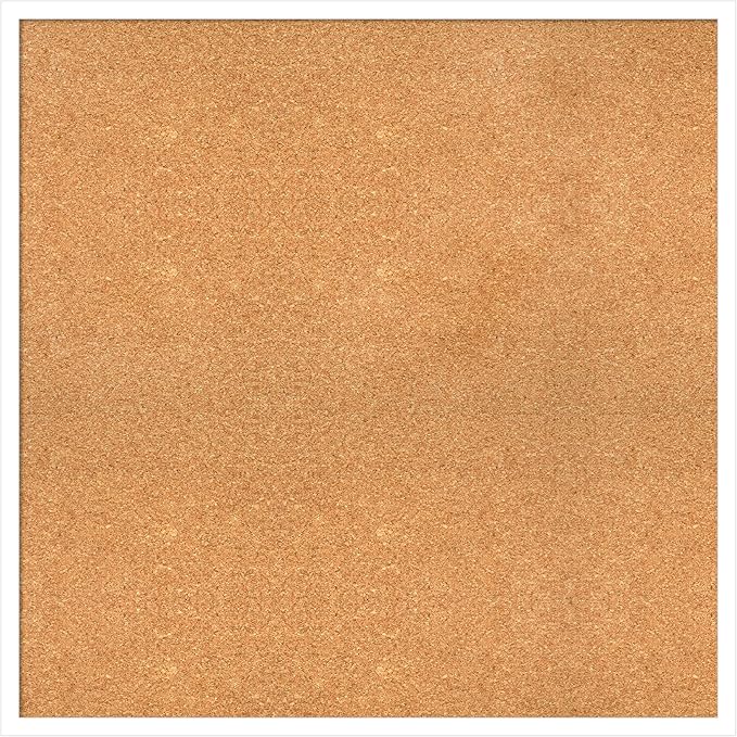 Amanti Art Natural Cork Board for Wall, 31x31 Vision Board with White Frame, Large Corkboard Office Decor for Home Organization, Modern Corkboard Pinboard to Display Items for Home Organization in