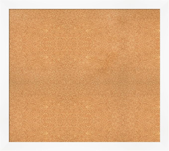 Amanti Art Natural Cork Board for Wall, 33x37 Vision Board with White Frame, Large Corkboard Office Decor for Home Organization, Modern Corkboard Pinboard to Display Items for Home Organization in