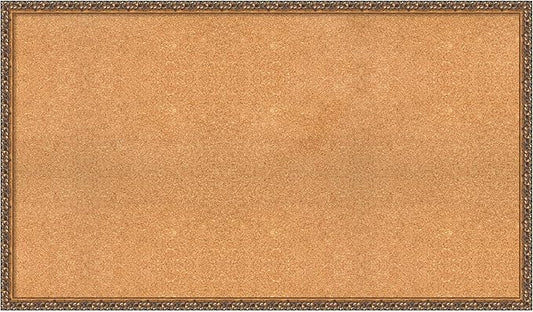 Amanti Art Natural Cork Board for Wall, 28x48 Vision Board with Bronze Frame, Oversize Corkboard Office Decor for Home Organization, Traditional Corkboard Pinboard to Display Items for Home