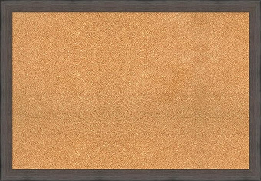 Amanti Art Natural Cork Board for Wall, 27x39 Vision Board with Brown Wood Frame, Large Corkboard Office Decor for Home Organization, Rustic Farmhouse Corkboard Pinboard to display items for home