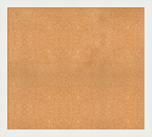 Amanti Art Natural Cork Board for Wall, 37x41 Vision Board with White Frame, Oversize Corkboard Office Decor for Home Organization, Casual Corkboard Pinboard to Display Items for Home Organization in