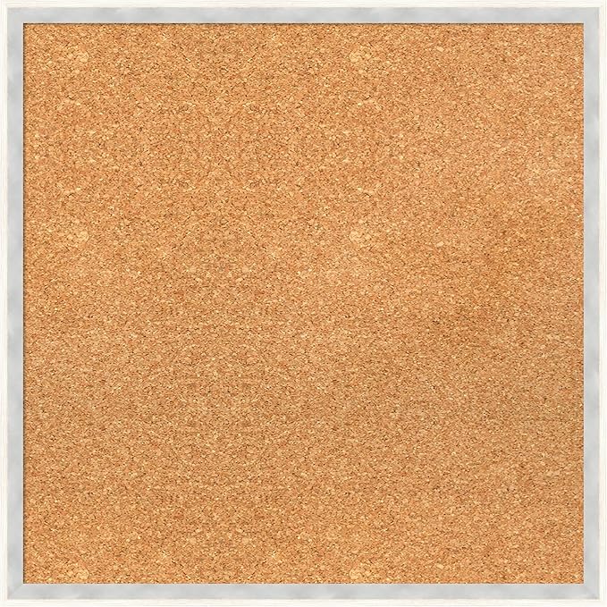 Amanti Art Natural Cork Board for Wall, 21x21 Vision Board with White Frame, Medium Corkboard Office Decor for Home Organization, Modern Corkboard Pinboard to Display Items for Home Organization in
