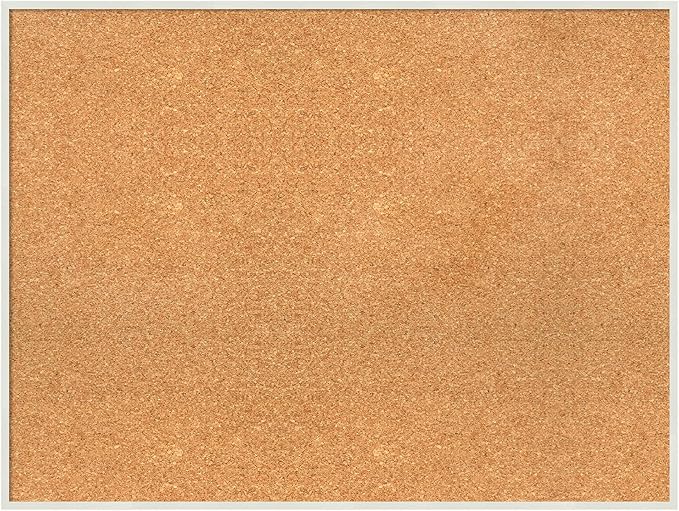 Amanti Art Natural Cork Board for Wall, 25x33 Vision Board with White Frame, Large Corkboard Office Decor for Home Organization, Modern Corkboard Pinboard to Display Items for Home Organization in