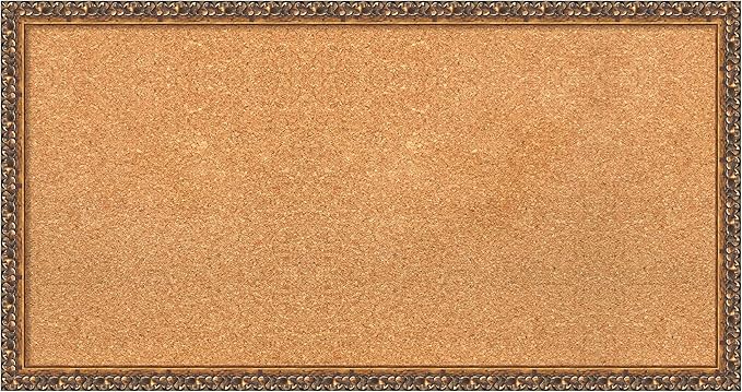 Amanti Art Natural Cork Board for Wall, 18x34 Vision Board with Bronze Frame, Medium Corkboard Office Decor for Home Organization, Traditional Corkboard Pinboard to Display Items for Home